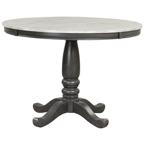 English Elm Orisfur. Round Faux Marble 5 Piece Dining Set with Rubberwood Legs Seats Four SG000342AAA