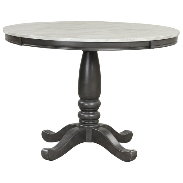 English Elm Orisfur. Round Faux Marble 5 Piece Dining Set with Rubberwood Legs Seats Four SG000342AAA