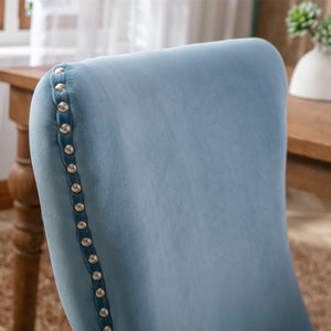English Elm A&a Furniture Velvet Wingback Dining Chairs Nailhead Trim Solid Wood Legs Set 2 W114351690