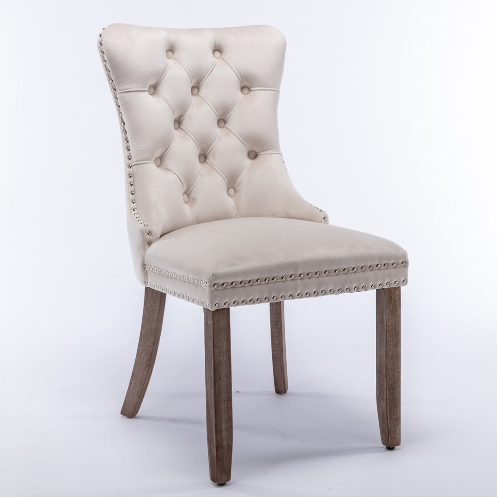 English Elm A&a Furniture Tufted Velvet Dining Chair Solid Wood Legs Nailhead Trim Mid-century Style W1143P452836