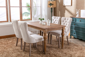 English Elm Nikki Velvet Dining Chairs Set of Two Tufted Nailhead Solid Wood Legs Formal Beige W114381116