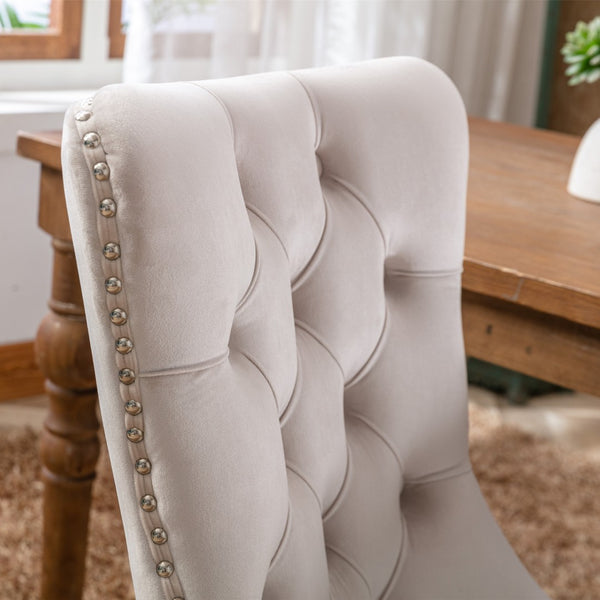 English Elm A&a Furniture Tufted Velvet Dining Chair Solid Wood Legs Nailhead Trim Mid-century Style W1143P452836