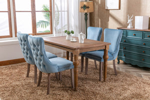 English Elm A&a Furniture Velvet Wingback Dining Chairs Nailhead Trim Solid Wood Legs Set 2 W114351690