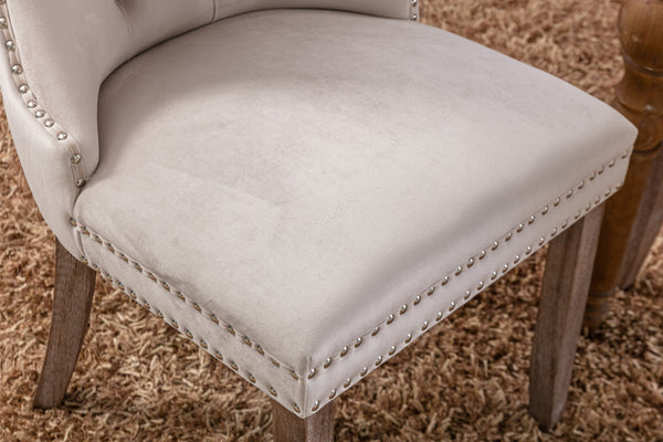 English Elm A&a Furniture Tufted Velvet Dining Chair Solid Wood Legs Nailhead Trim Mid-century Style W1143P452836