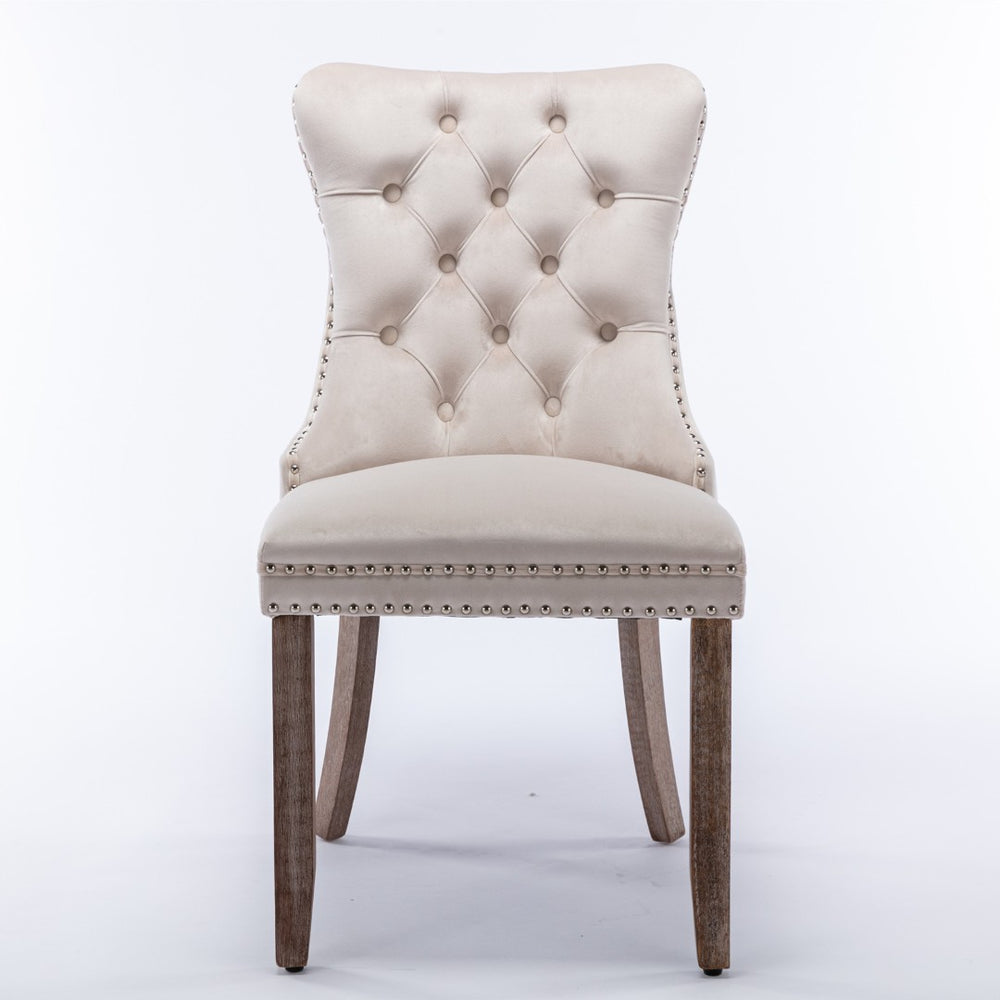 English Elm A&a Furniture Tufted Velvet Dining Chair Solid Wood Legs Nailhead Trim Mid-century Style W1143P452836