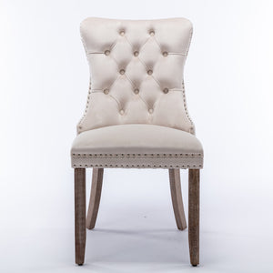 English Elm A&a Furniture Tufted Velvet Dining Chair Solid Wood Legs Nailhead Trim Mid-century Style W1143P452836