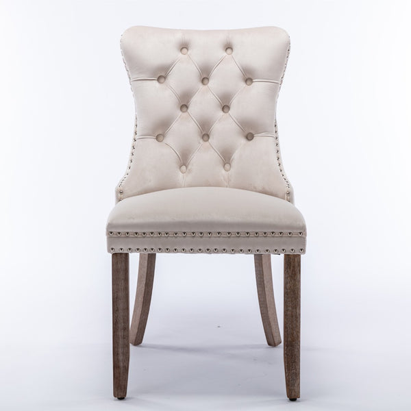 English Elm A&a Furniture Tufted Velvet Dining Chair Solid Wood Legs Nailhead Trim Mid-century Style W1143P452836