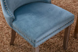 English Elm ,Upholstered Wing-Back Dining Chair With Backstitching Nailhead Trim and Solid Wood Legs,Set Of 2, Light Blue,Sw8809Lb, Kd