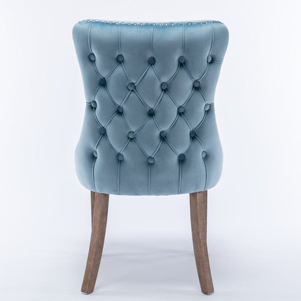 English Elm A&a Furniture Velvet Wingback Dining Chairs Nailhead Trim Solid Wood Legs Set 2 W114351690