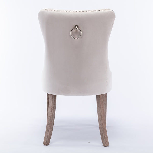 English Elm A&a Furniture Tufted Velvet Dining Chair Solid Wood Legs Nailhead Trim Mid-century Style W1143P452836