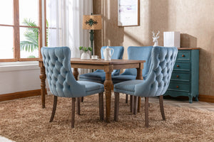 English Elm A&a Furniture Velvet Wingback Dining Chairs Nailhead Trim Solid Wood Legs Set 2 W114351690