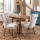 English Elm Nikki Collection Modern, High-End Tufted Solid Wood Contemporary Velvet Upholstered Dining Chair With Wood Legs Nailhead Trim 2- Piece s Set,Beige, Sw2001Bg