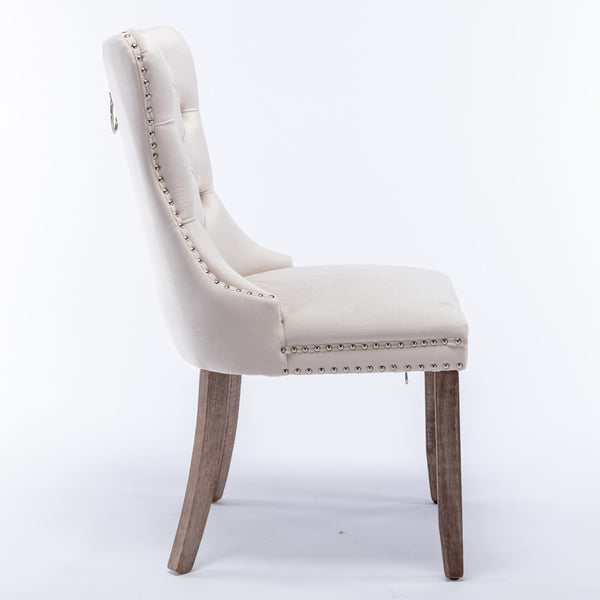 English Elm A&a Furniture Tufted Velvet Dining Chair Solid Wood Legs Nailhead Trim Mid-century Style W1143P452836