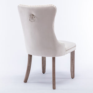 English Elm A&a Furniture Tufted Velvet Dining Chair Solid Wood Legs Nailhead Trim Mid-century Style W1143P452836