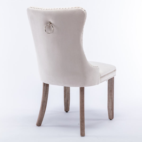 English Elm A&a Furniture Tufted Velvet Dining Chair Solid Wood Legs Nailhead Trim Mid-century Style W1143P452836