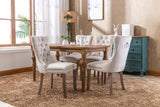 English Elm Nikki Collection Modern, High-End Tufted Solid Wood Contemporary Velvet Upholstered Dining Chair With Wood Legs Nailhead Trim 2- Piece s Set,Beige, Sw2001Bg