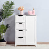 Hearth and Haven White Bathroom Storage Cabinet, Floor Cabinet with Adjustable Shelf and Drawers W40914883