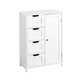 Floor Cabinet with Adjustable Shelf and 4 Drawers, White