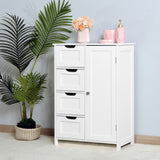 Hearth and Haven White Bathroom Storage Cabinet, Floor Cabinet with Adjustable Shelf and Drawers W40914883