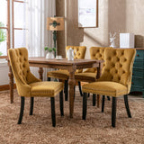 English Elm Nikki Collection Modern, High-End Tufted Solid Wood Contemporary Velvet Upholstered Dining Chair With Wood Legs Nailhead Trim 2- Piece s Set,Gloden, Sw2001Gl