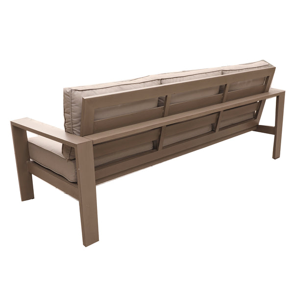 English Elm Sofa, Alassio Pewter Aluminum Outdoor Patio Sofa with Weather-Resistant Olefin Cushions, 80"L x 28"W x 19"H B01051436