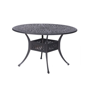 English Elm Outdoor Patio Aluminum 48" Round Dining Table Gunmetal — French Quarter Design, 4-Seat, Umbrella Hole B01051506