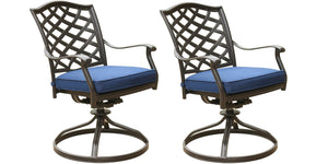 English Elm Outdoor Patio Aluminum Swivel Rocker Dining Chair Set of 2 with Removable Navy Cushions, Weather-Resistant Finish B01051442