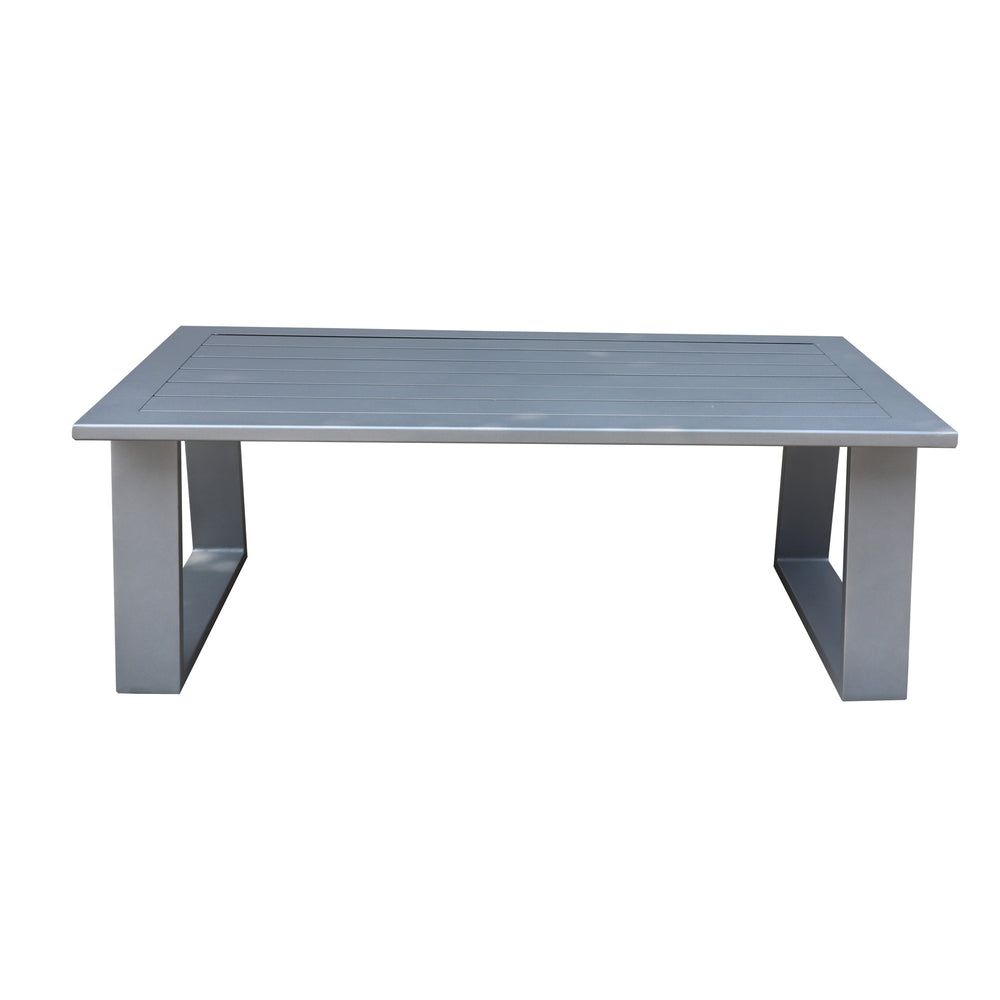 English Elm Coffee Table Powder Pewter Aluminum Outdoor Coffee Table 52" Rectangular Weather‑Resistant Rustproof Durable Portable Elegance B01051499