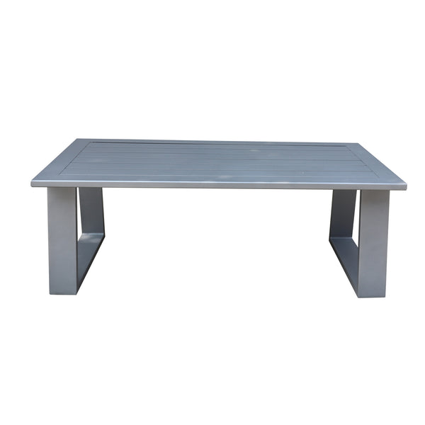 English Elm Coffee Table Powder Pewter Aluminum Outdoor Coffee Table 52" Rectangular Weather‑Resistant Rustproof Durable Portable Elegance B01051499