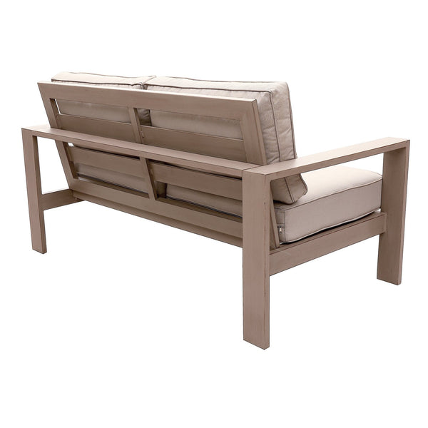 English Elm Loveseat, Wood Grained Pewter Aluminum Outdoor Patio Loveseat with Weather-Resistant Olefin Cushions - Modern Durable Design B01051434