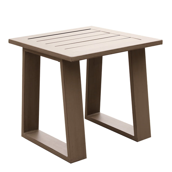 English Elm End Table Pewter Wood-Grained Aluminum Accent Table 25" H x 25" L x 10" W Modern Patio Chic Durable Finish B01051526