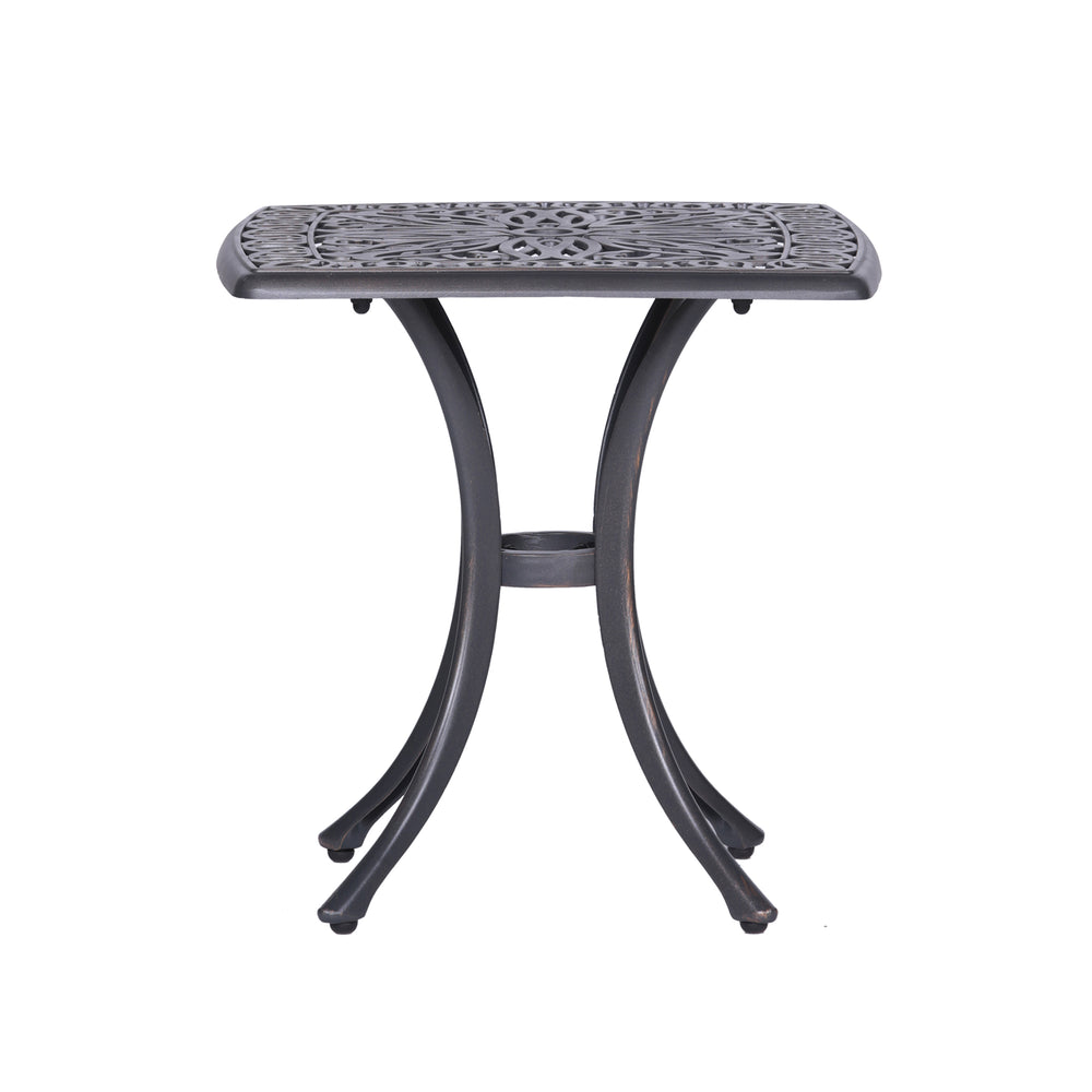 English Elm End table Gunmetal Aluminum Patio Side Table — Rustproof, Lightweight Square Outdoor Accent for Garden B01051512