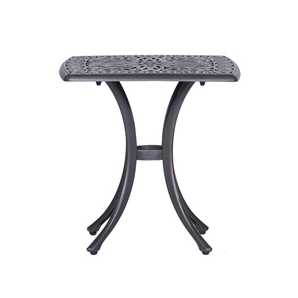 English Elm End table Gunmetal Aluminum Patio Side Table — Rustproof, Lightweight Square Outdoor Accent for Garden B01051512