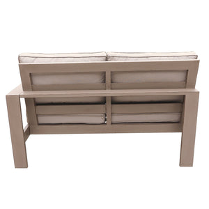 English Elm Loveseat, Wood Grained Pewter Aluminum Outdoor Patio Loveseat with Weather-Resistant Olefin Cushions - Modern Durable Design B01051434