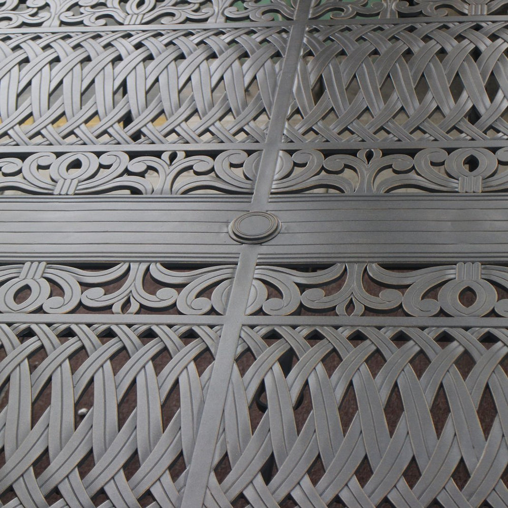 English Elm Rectangle Table Desert Night Gunmetal Aluminum 86"L x 47"H Sleek Outdoor Dining Surface, Durable Modern Patio Centerpiece B01051508