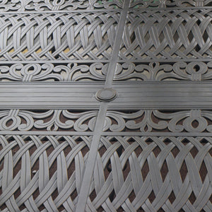 English Elm Rectangle Table Desert Night Gunmetal Aluminum 86"L x 47"H Sleek Outdoor Dining Surface, Durable Modern Patio Centerpiece B01051508