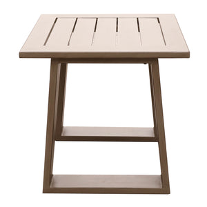 English Elm End Table Pewter Wood-Grained Aluminum Accent Table 25" H x 25" L x 10" W Modern Patio Chic Durable Finish B01051526