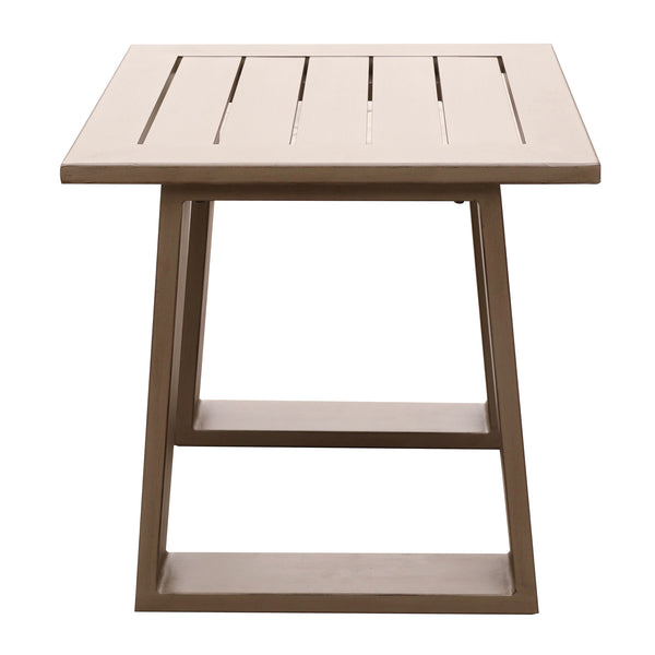 English Elm End Table Pewter Wood-Grained Aluminum Accent Table 25" H x 25" L x 10" W Modern Patio Chic Durable Finish B01051526