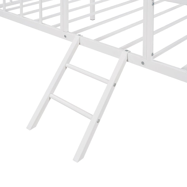 English Elm Metal House Frame Twin Bed White Steel Playhouse Design for Kids Bedroom Decor MF289091AAK