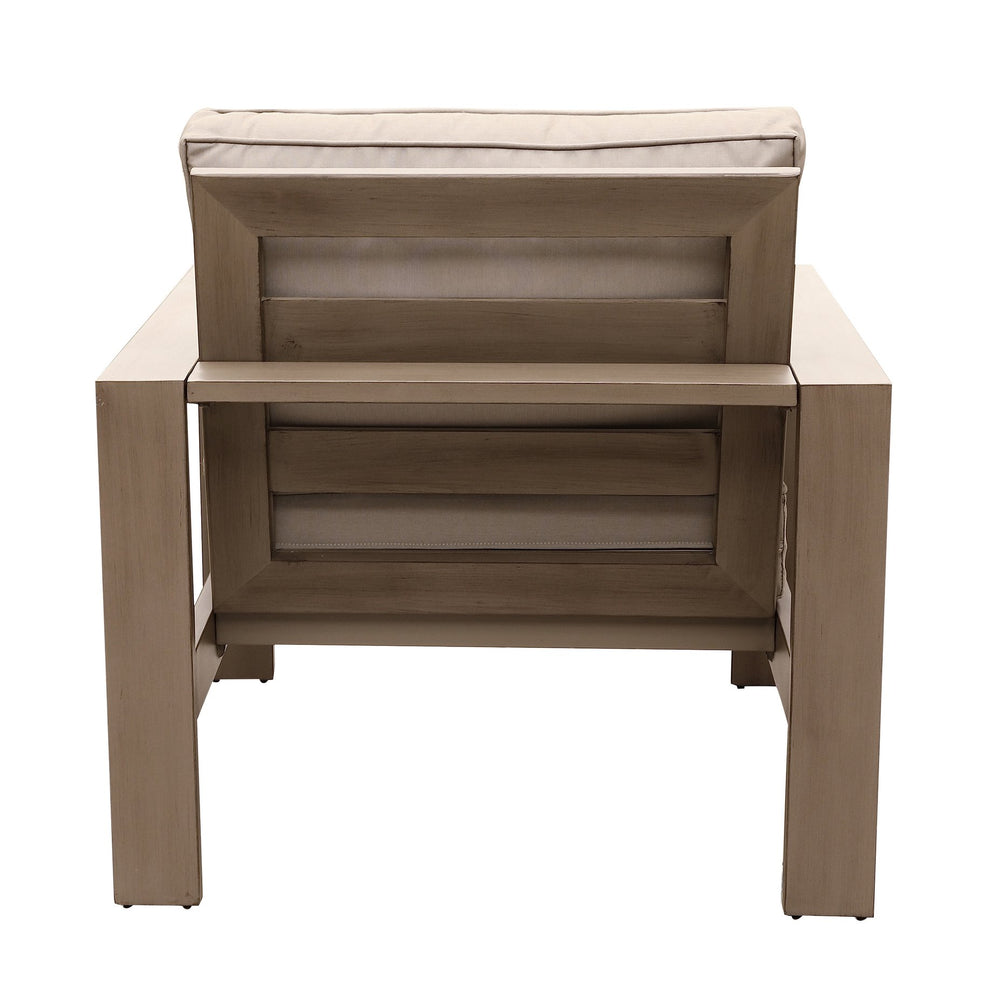 English Elm Club Chair Pewter Aluminum - Weatherproof Olefin Cushions, Modern Wood-Grain Finish, Removable Covers B01051431