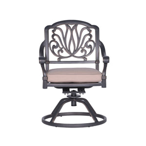 English Elm Patio Geneva Aluminum Swivel Rocker Dining Chairs Set of 2 with Sunbrella Cushions, Weatherproof Sand B01051465