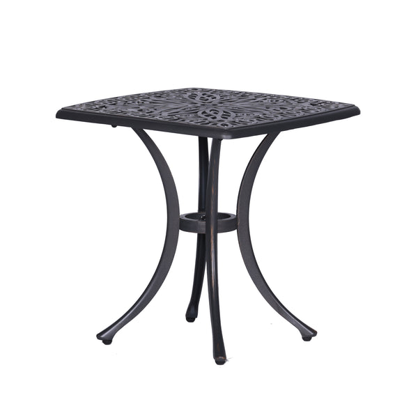 English Elm End table Gunmetal Aluminum Patio Side Table — Rustproof, Lightweight Square Outdoor Accent for Garden B01051512