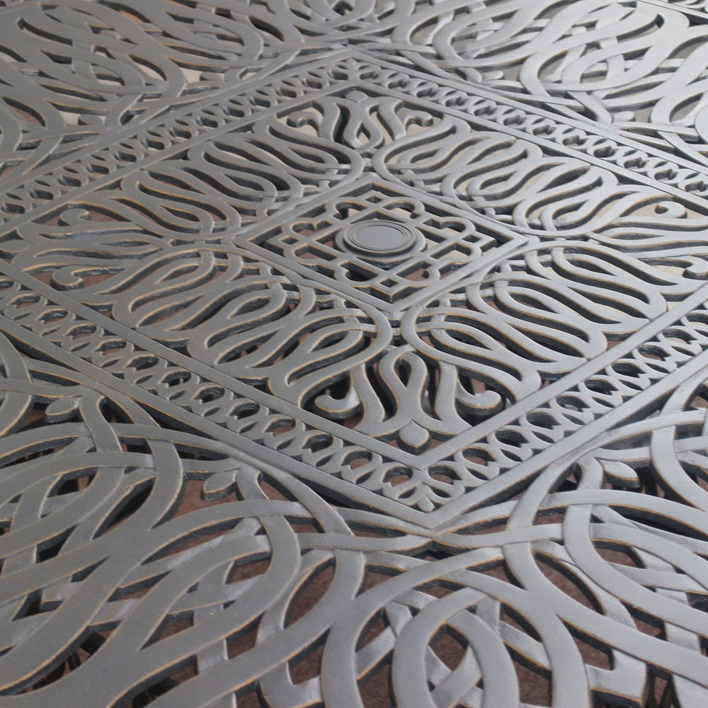 English Elm Square Dining Table Desert Night Gunmetal Aluminum 66" Square Outdoor Stylish Modern Centerpiece B01051509