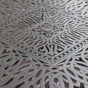 English Elm Square Dining Table Desert Night Gunmetal Aluminum 66" Square Outdoor Stylish Modern Centerpiece B01051509