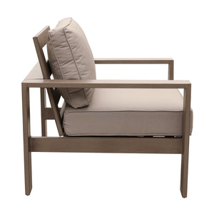 English Elm Club Chair Pewter Aluminum - Weatherproof Olefin Cushions, Modern Wood-Grain Finish, Removable Covers B01051431