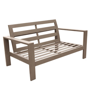 English Elm Loveseat, Wood Grained Pewter Aluminum Outdoor Patio Loveseat with Weather-Resistant Olefin Cushions - Modern Durable Design B01051434