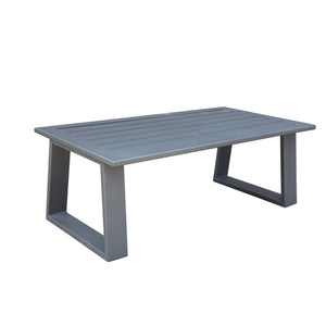 English Elm Coffee Table Powder Pewter Aluminum Outdoor Coffee Table 52" Rectangular Weather‑Resistant Rustproof Durable Portable Elegance B01051499