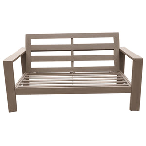 English Elm Loveseat, Wood Grained Pewter Aluminum Outdoor Patio Loveseat with Weather-Resistant Olefin Cushions - Modern Durable Design B01051434