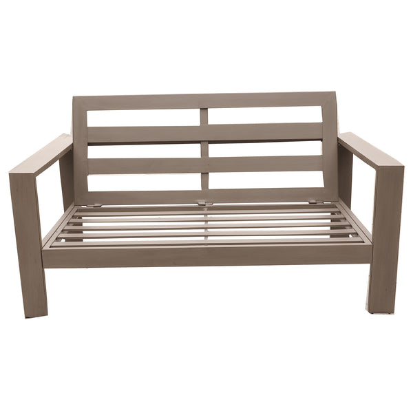 English Elm Loveseat, Wood Grained Pewter Aluminum Outdoor Patio Loveseat with Weather-Resistant Olefin Cushions - Modern Durable Design B01051434