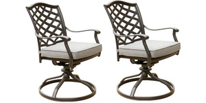 English Elm Outdoor Patio Aluminum Swivel Rocker Dining Chair Set of 2 with Sunbrella Cushions, Weather-Resistant Cast Slate B01051441